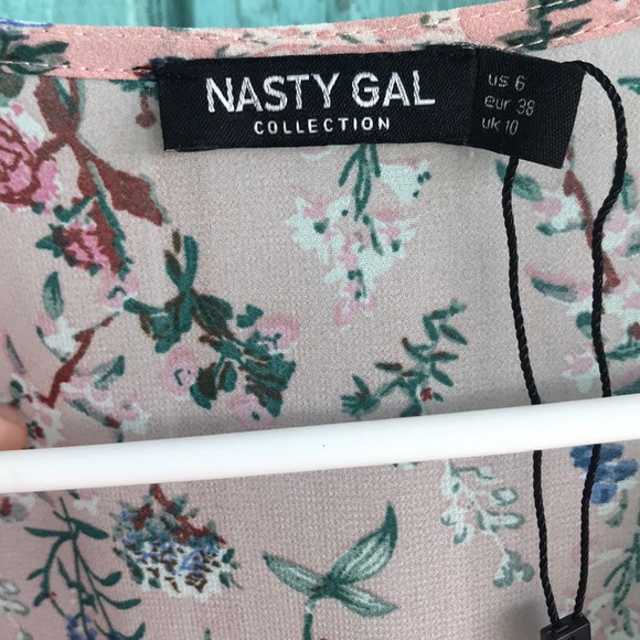 Pink Floral Asymmetrical Wrap Dress - Picture 4 of 8